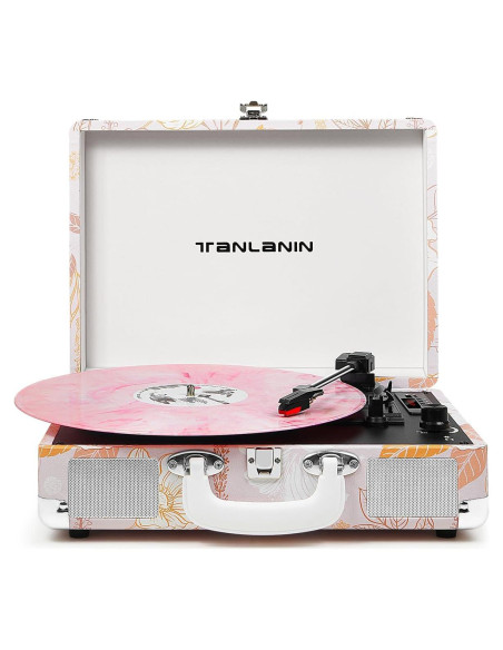 Reproductor de Vinilo TANLANIN TE-001PK Floral Rosa Bluetooth