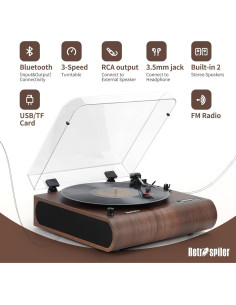 Tocadiscos Bluetooth Retro Retrospiler LP-602 3 Velocidades 2