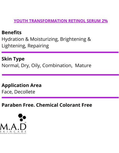 Suero Retinol 2% M.A.D Skincare Anti-Envejecimiento 72g