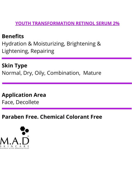 Suero Retinol 2% M.A.D Skincare Anti-Envejecimiento 72g