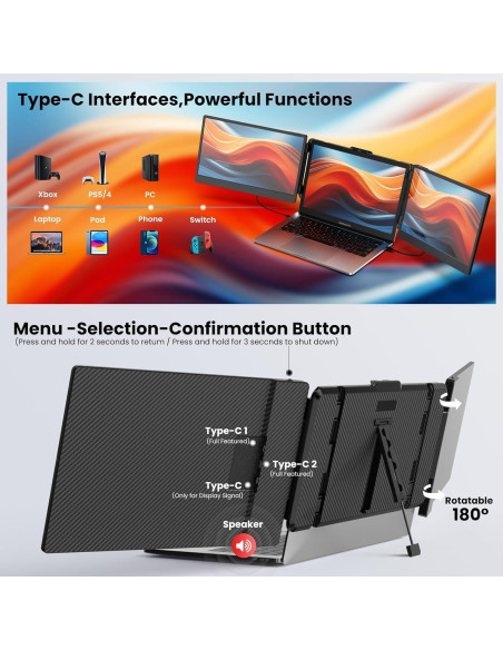 Extensor de Pantalla Triple Fagomfer S2 Mini 12" 1080P FHD