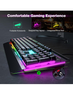 TECKNET Teclado Gaming USB RGB Resistente al Agua 1,11kg 2