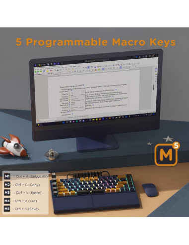 Teclado Gaming RK Royal Kludge RKS70 Inalámbrico Ergonómico