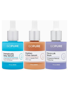 Conjunto de Sueros goPure - Vitamina C, Ácido Hialurónico y Retinol