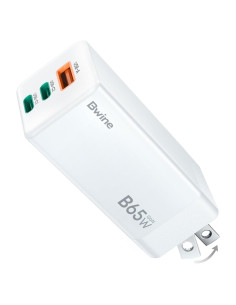 Cargador USB C Bwine 65W GaN 3 Puertos Blanco