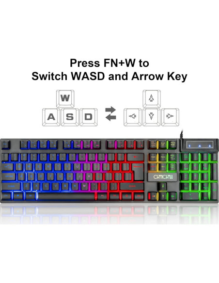 Combo Teclado y Ratón Gaming CHONCHOW LED RGB 4800DPI
