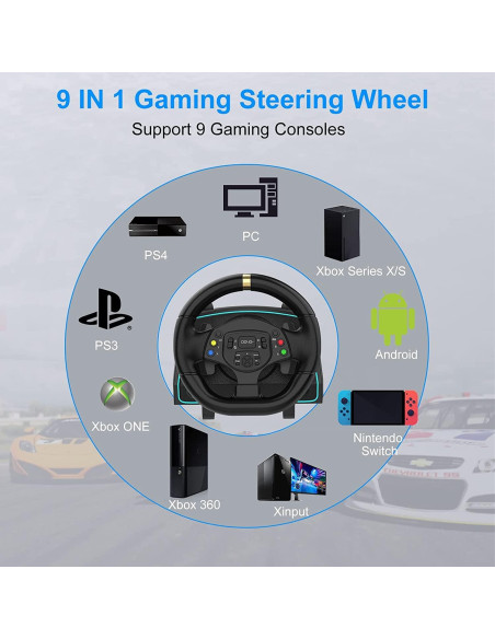 Volante de Carreras NBCP 1080 con Pedales y Embrague