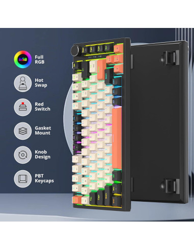 Teclado Mecánico RGB SbocKeeb 82 Teclas Carbono Hot-Swap