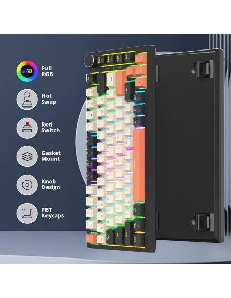 Teclado Mecánico RGB SbocKeeb 82 Teclas Carbono Hot-Swap Teclado Mecánico RGB SbocKeeb 82 Teclas Carbono Hot-Swap