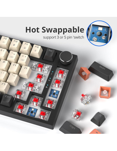 Teclado Mecánico RGB SbocKeeb 82 Teclas Carbono Hot-Swap