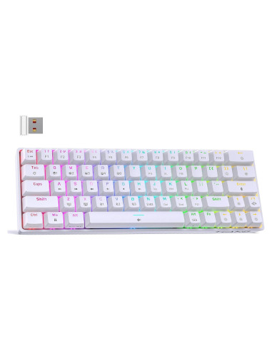 Teclado Mecánico DIERYA DK63 Inalámbrico RGB 60% Blanco