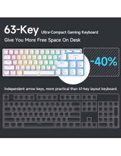 Teclado Mecánico DIERYA DK63 Inalámbrico RGB 60% Blanco 2