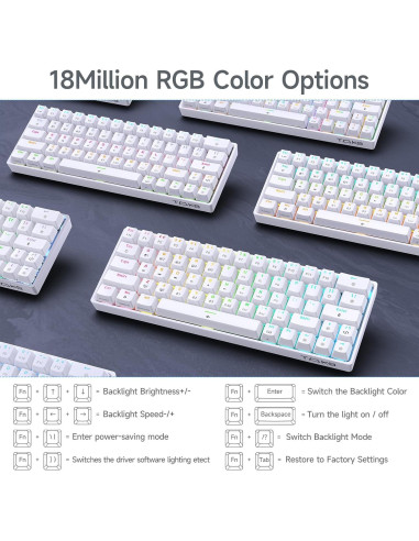 Teclado Mecánico DIERYA DK63 Inalámbrico RGB 60% Blanco