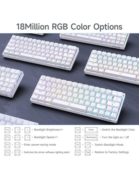 Teclado Mecánico DIERYA DK63 Inalámbrico RGB 60% Blanco Teclado Mecánico DIERYA DK63 Inalámbrico RGB 60% Blanco