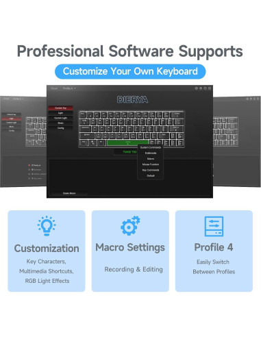 Teclado Mecánico DIERYA DK63 Inalámbrico RGB 60% Blanco