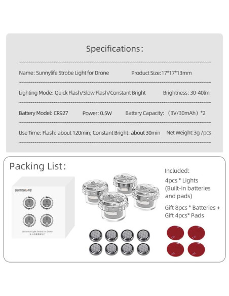 Kit de luces LED para drones ACROTOR 4 piezas rojo y verde