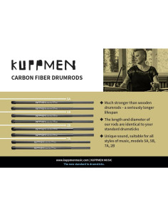 Baquetas Kuppmen CFDR5B de fibra de carbono 40,64 cm 2