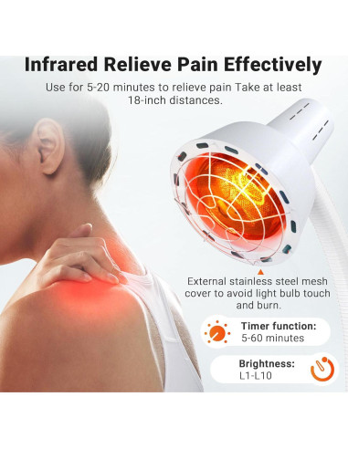 Lámpara Infrarroja Hoakya 275W Ajustable para Terapia