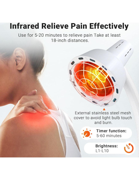 Lámpara Infrarroja Hoakya 275W Ajustable para Terapia