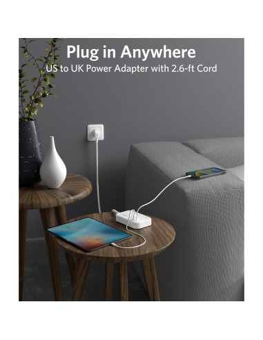 Adaptador de Enchufe de Viaje BESTEK Tipo G con 3 Salidas y 4 USB