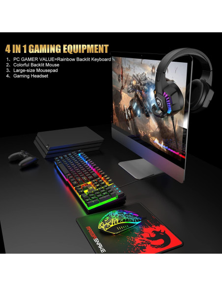 Combo Gaming Mamba Snake Teclado, Ratón y Auriculares RGB