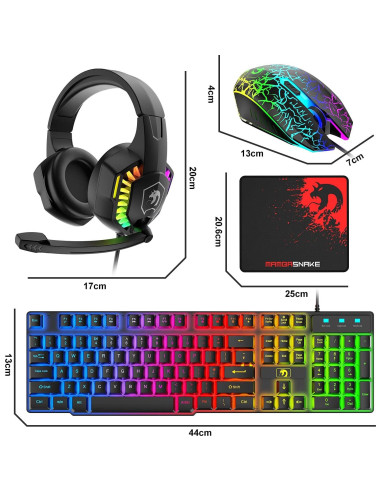 Combo Gaming Mamba Snake Teclado, Ratón y Auriculares RGB