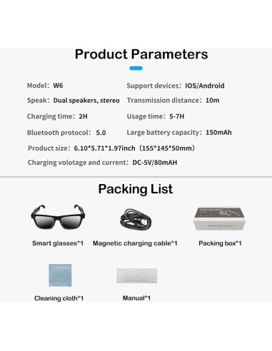 Gafas de Sol RERBO W3 con Audio Bluetooth y Protección UV