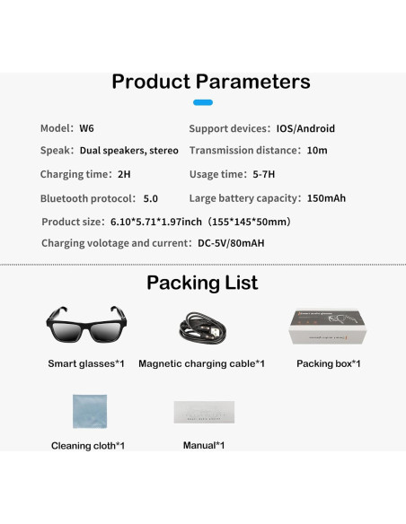 Gafas de Sol RERBO W3 con Audio Bluetooth y Protección UV Gafas de Sol RERBO W3 con Audio Bluetooth y Protección UV
