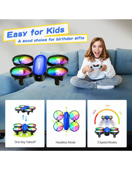 Drone Mini TOMZON A23 para Niños, 2 Baterías, Azul