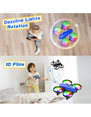 Drone Mini TOMZON A23 para Niños, 2 Baterías, Azul