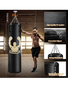 Saco de Boxeo Colgante YORWHIN 4FT con Guantes 12OZ y Accesorios 2