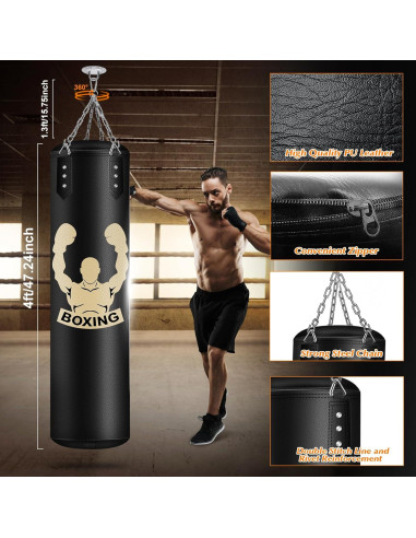 Saco de Boxeo Colgante YORWHIN 4FT con Guantes 12OZ y Accesorios