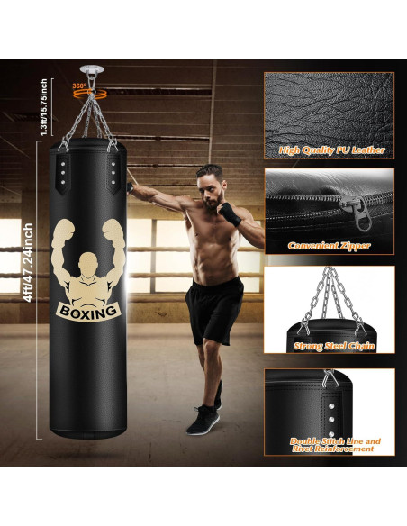 Saco de Boxeo Colgante YORWHIN 4FT con Guantes 12OZ y Accesorios