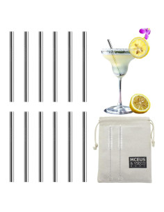 Paquete de 12 Pajitas de Metal Reutilizables MCEUS 12cm
