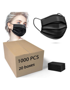 Mascarillas Desechables Negras MEESOUL 1000 PCS 3 Capas