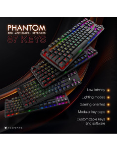 Teclado Mecánico TECWARE Phantom 87 Teclas RGB Outemu Rojo 2