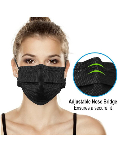 Mascarillas Desechables Negras MEESOUL 1000 PCS 3 Capas