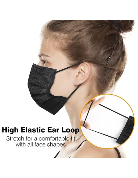 Mascarillas Desechables Negras MEESOUL 1000 PCS 3 Capas