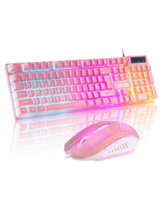 Combo Teclado y Ratón CHONCHOW Rosa Retroiluminado RGB