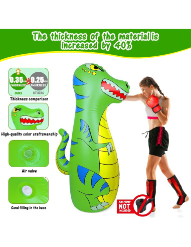 Saco de Boxeo Inflable EQARD DKL01 Dinosaurio 119.9 cm