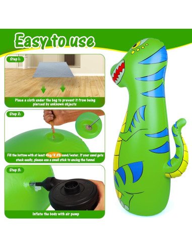 Saco de Boxeo Inflable EQARD DKL01 Dinosaurio 119.9 cm