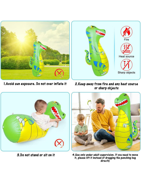 Saco de Boxeo Inflable EQARD DKL01 Dinosaurio 119.9 cm