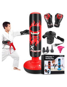 Saco de Boxeo Inflable Fitense Ninja Rojo 1.30 kg para Niños