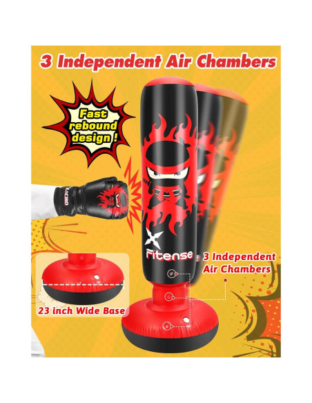 Saco de Boxeo Inflable Fitense Ninja Rojo 1.30 kg para Niños