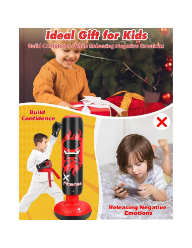 Saco de Boxeo Inflable Fitense Ninja Rojo 1.30 kg para Niños