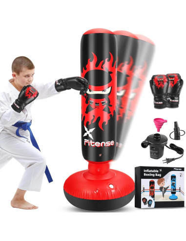 Saco de Boxeo Inflable Fitense Ninja Rojo 1.30 kg para Niños