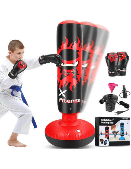 Saco de Boxeo Inflable Fitense Ninja Rojo 1.30 kg para Niños