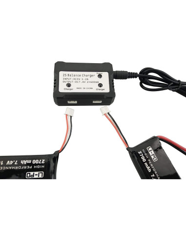 2 Baterías 7.4V 2700mAh Litio + Cargador 2 en 1 Hubsan