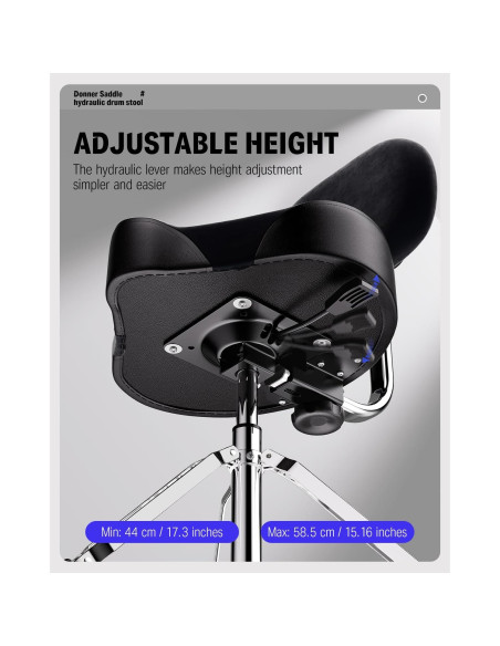 Banqueta de Batería Donner con Respaldo Ajustable Negro