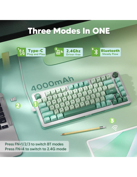 Teclado Mecánico Inalámbrico Redragon K681 RGB 75%